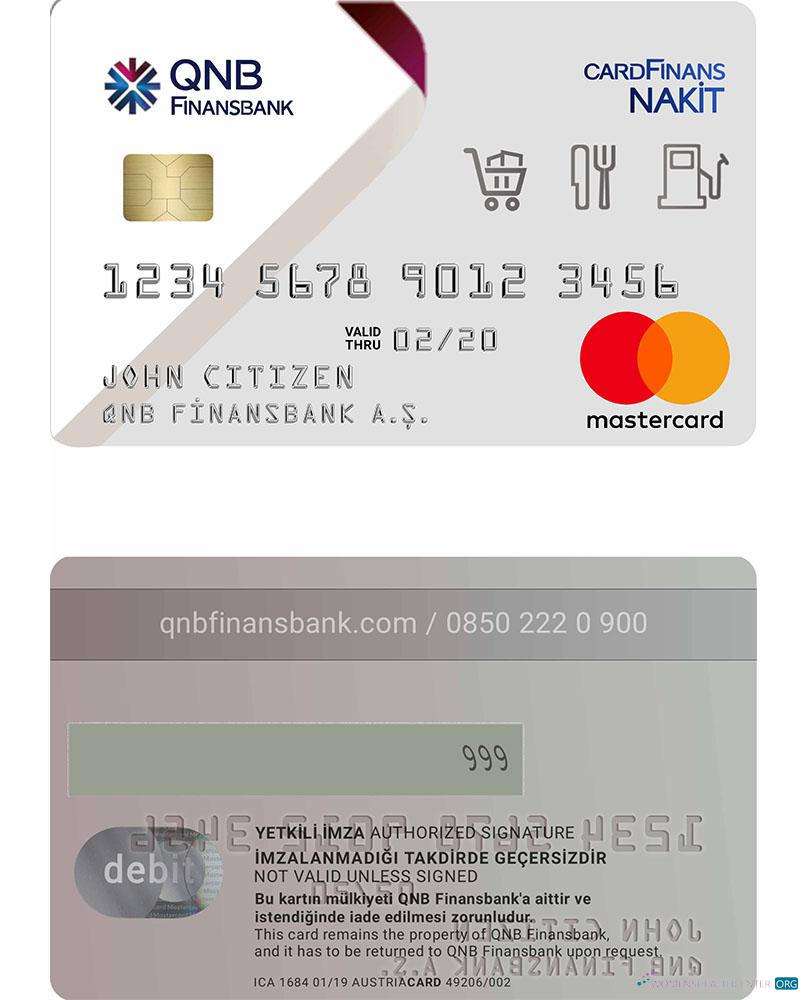 Download Turkey QNB Finansbank mastercard Photoshop template